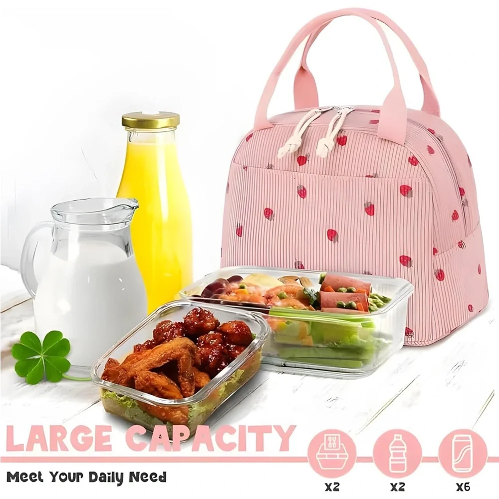 Sweet Strawberry Corduroy Lunch Bag